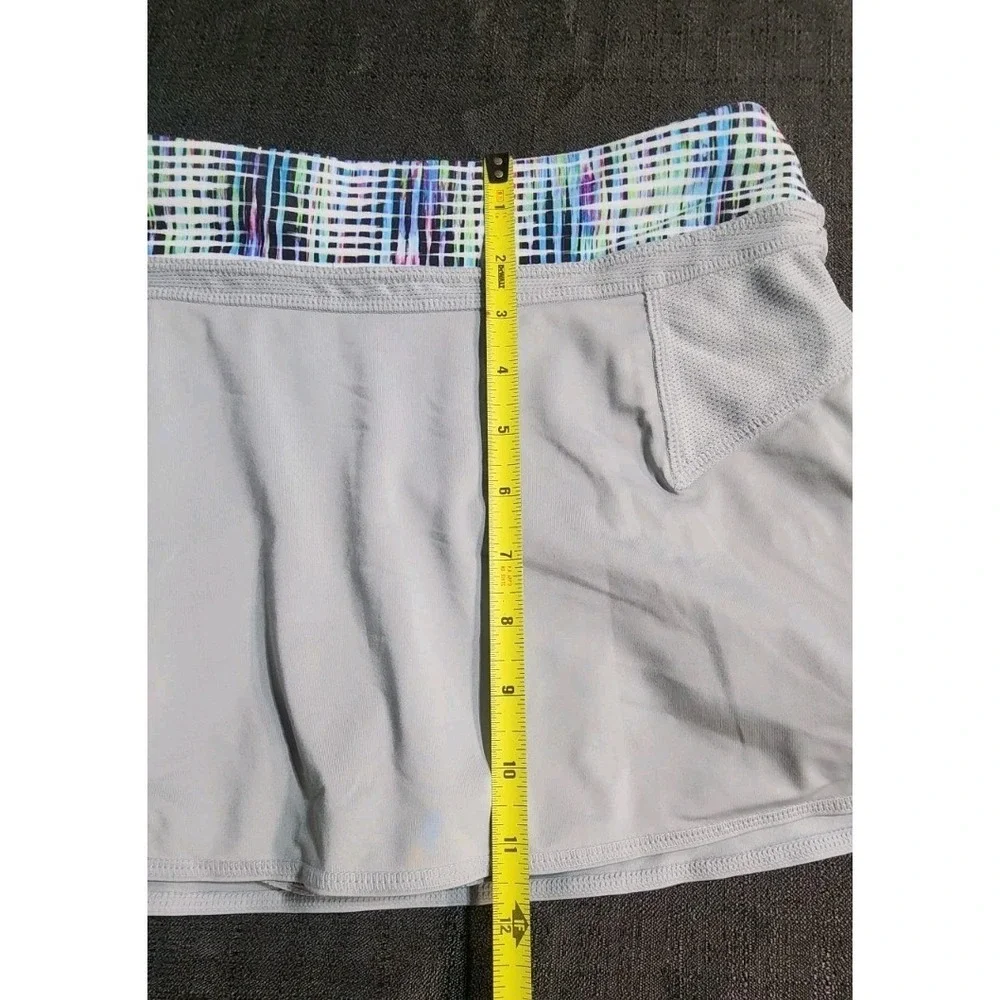 Athleta Girl Super Skort Gray Skirt Shorts Breathable Zip Pocket Logo Sz XL/14‎